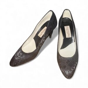 Vintage Barefoot Originals Black Lace Heels